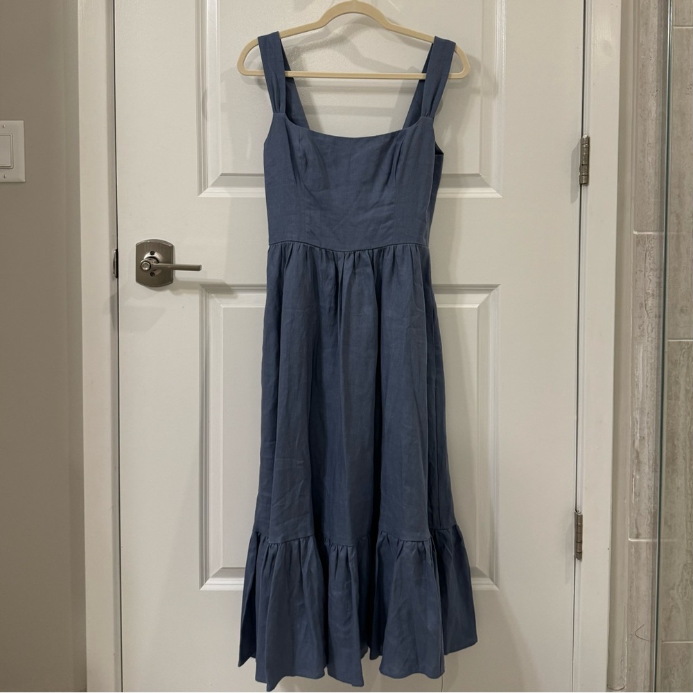 NWT Reformation Bucatini Linen Midi Dress in “Cornflower”
